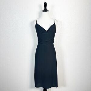 90s Y2K Vintage HOCO Devan Backless‎ Cowl Neck Cocktail Dress Black Large